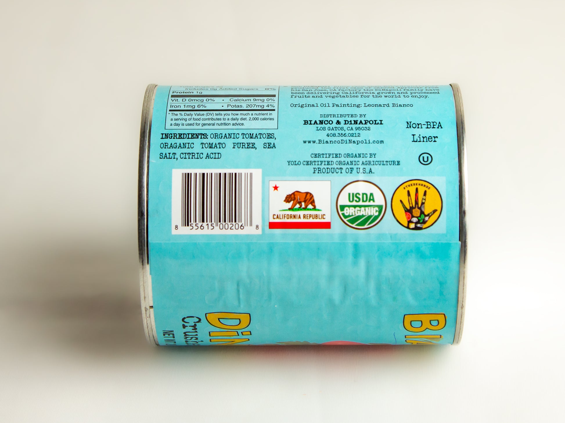 28 oz. can of Bianco di Napoli Crushed Tomatoes Organic Certification