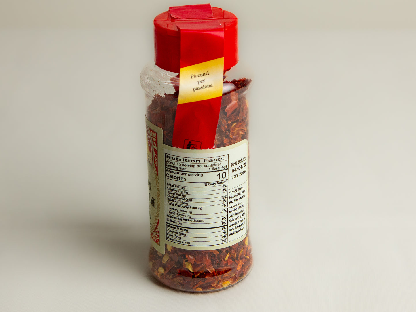 small jar of calabrian hot crushed chilli nutrition information