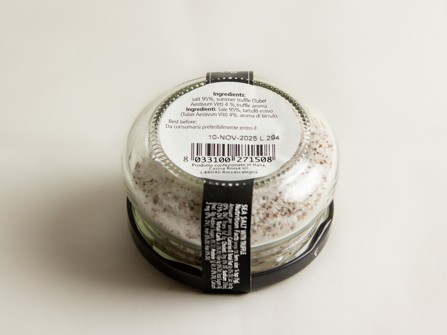 Jar of Casina Rossa Truffle Salt Ingredients