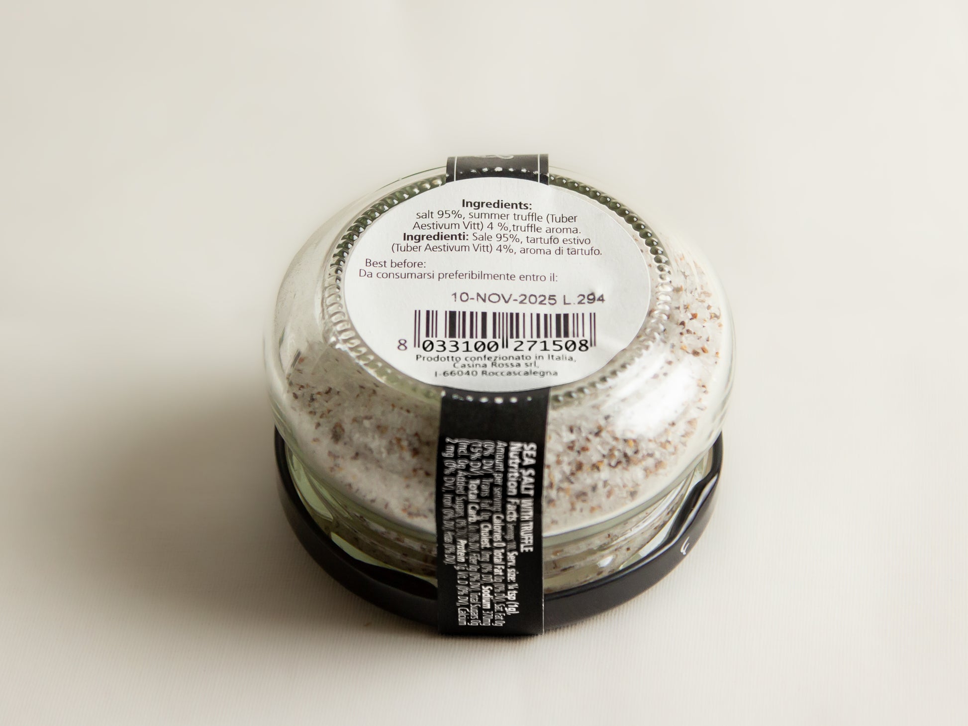 Jar of Casina Rossa Truffle Salt Ingredients