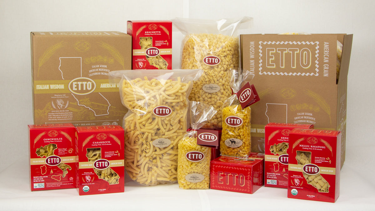 multiple size boxes and shapes of pasta