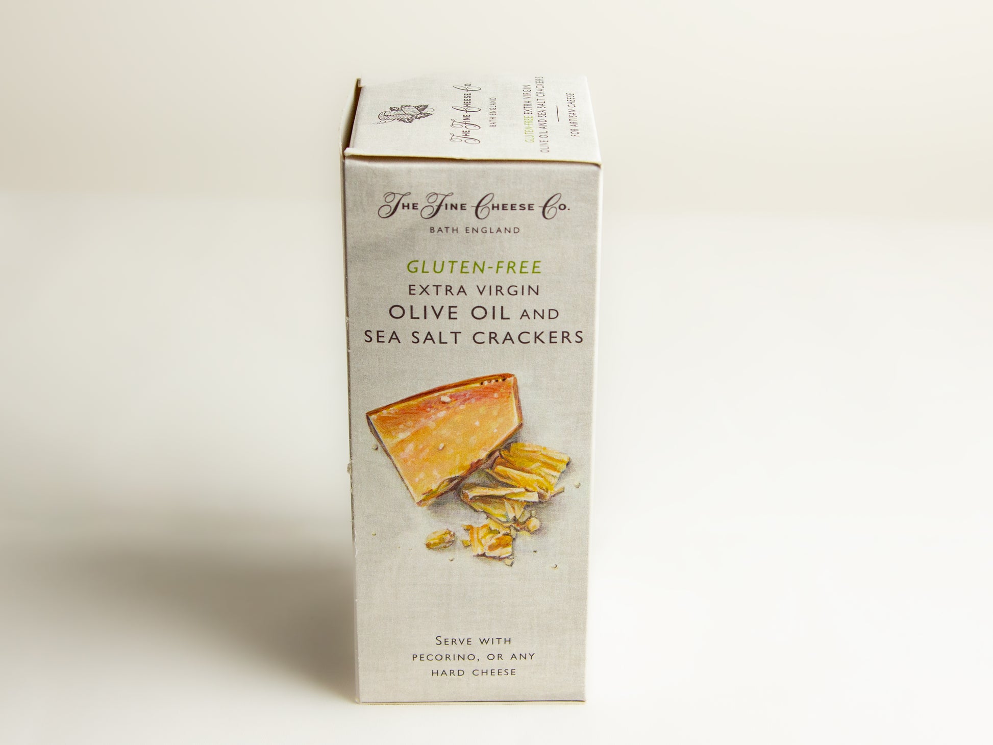 box of Gluten Free EVOO and Sea Salt Crackers side panel