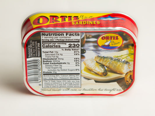 Can of Ortiz Sardines in Olive Oil Nutrition Facts