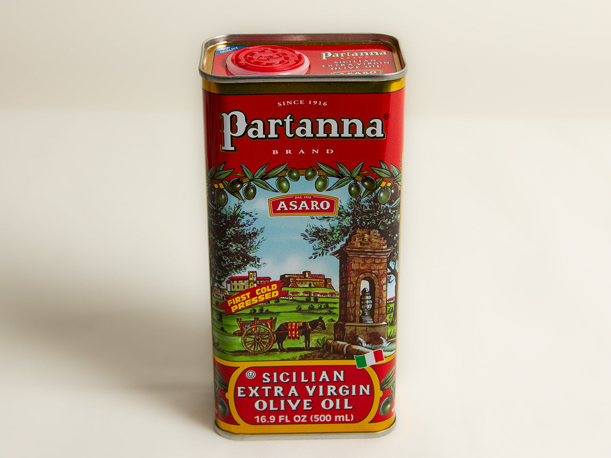 can of Partana Sicilian EVOO