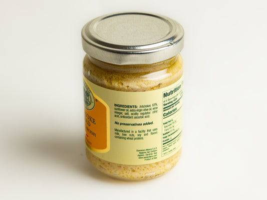 San Giuliano Artichoke Spread in small glass jar ingredients information