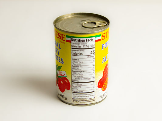 can of Strianese Pomodorini Natural Cherry Tomatoes Nutrition facts