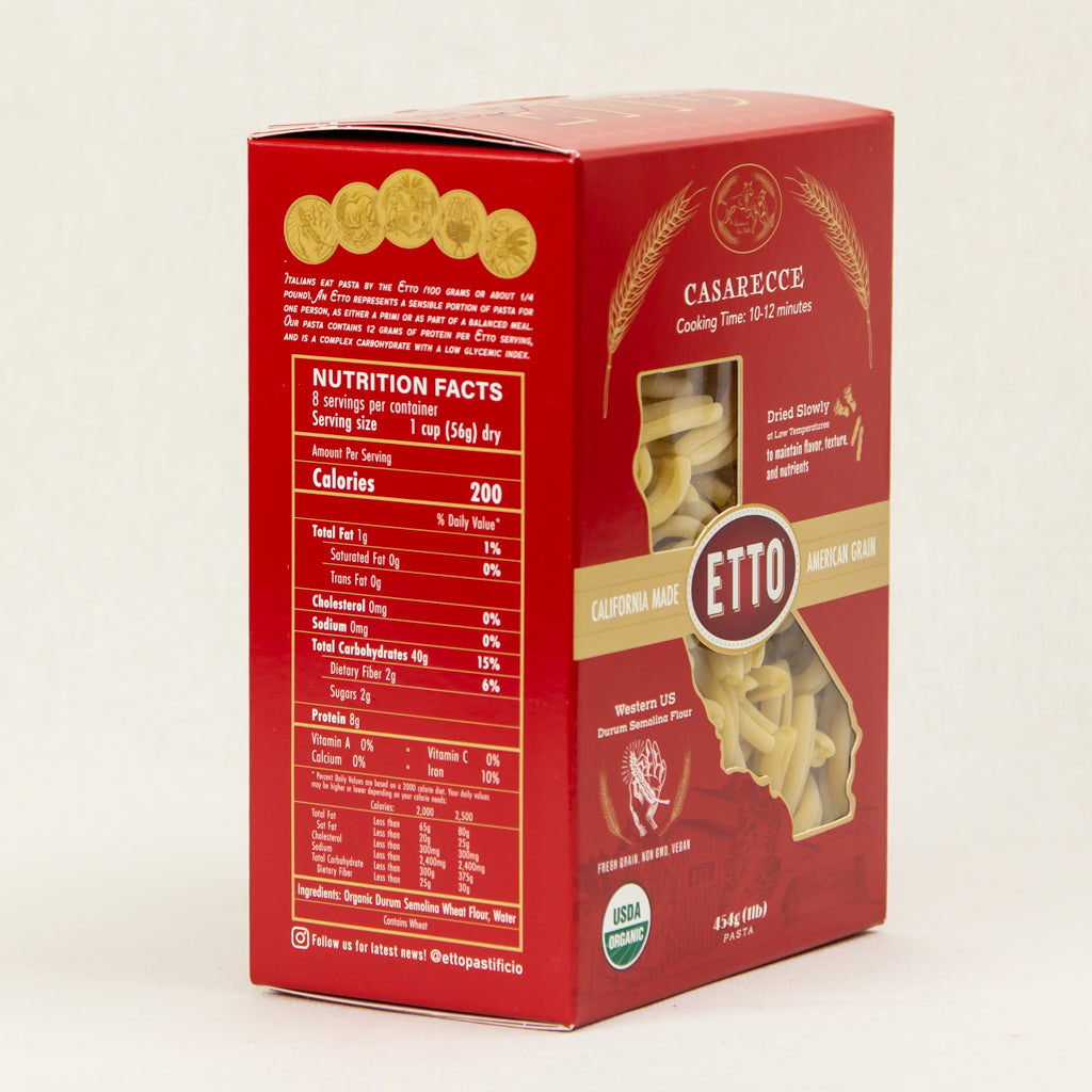 Casarecce Pasta 1 pound box nutrition facts