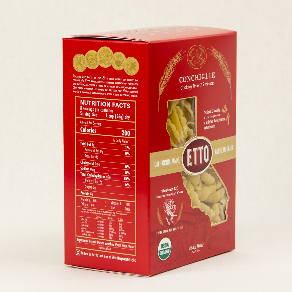 Conchiglie pasta 1lb box nutrition facts