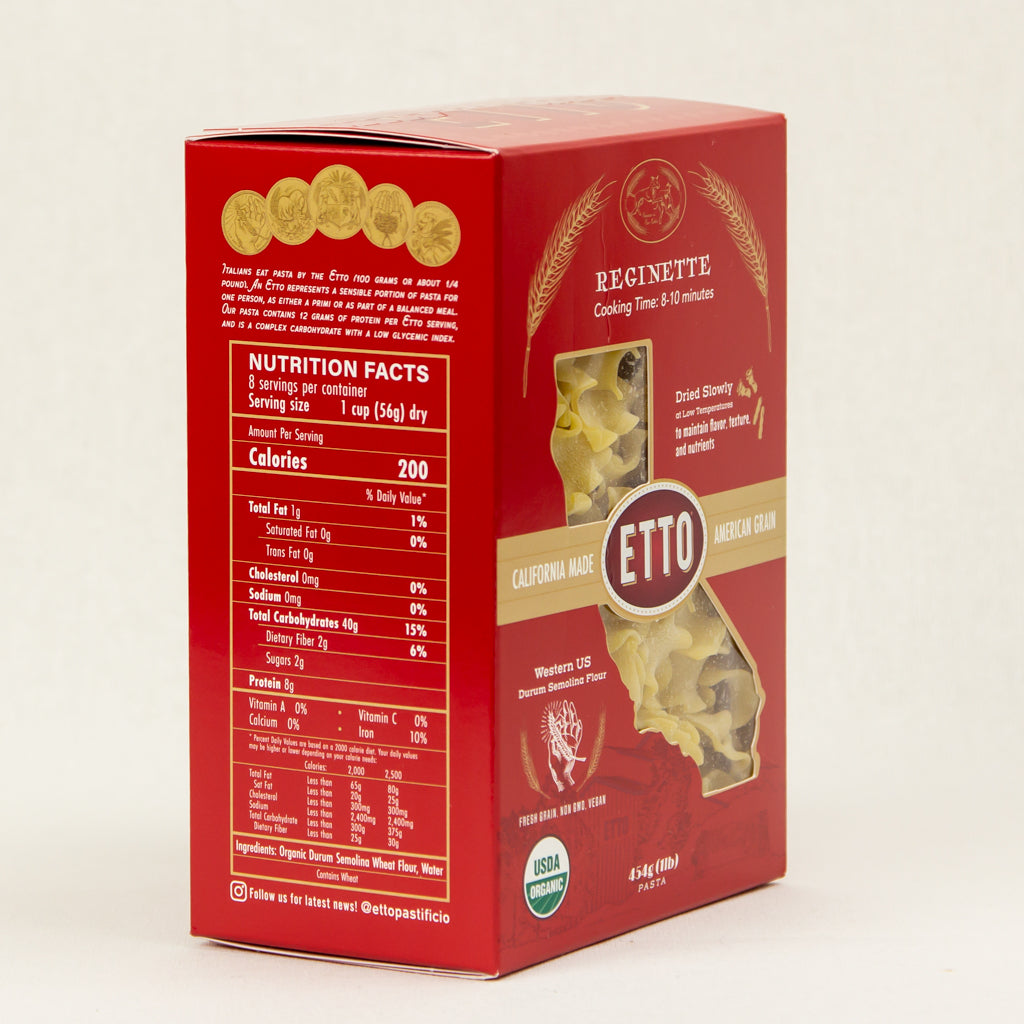 Reginette Pasta 1 pound box nutrition facts